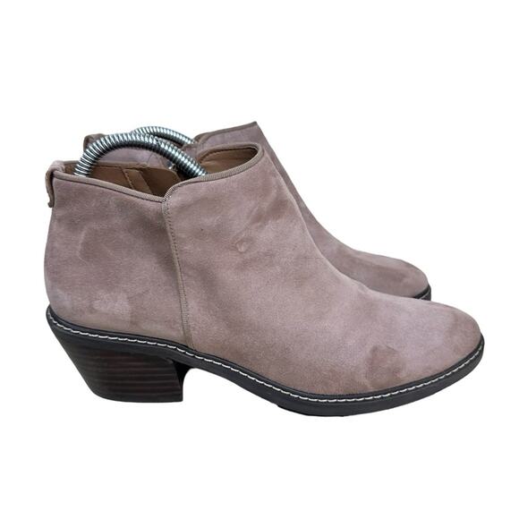 SAM EDELMAN Women's Sz 9 Pryce Beige Leather Suede Waterproof Ankle Booties - Picture 3 of 16